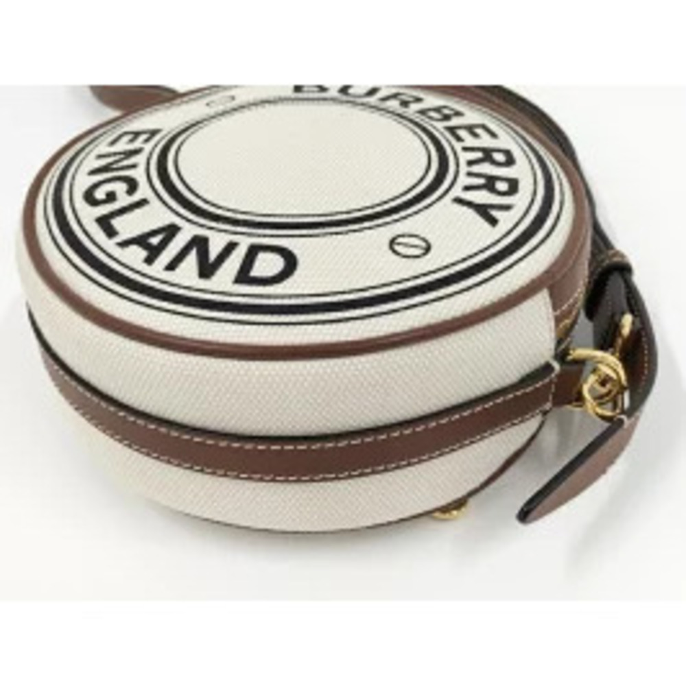 BURBERRY Louise Shoulder Bag Leather Canvas Ivory White Brown - Picture 3 of 9